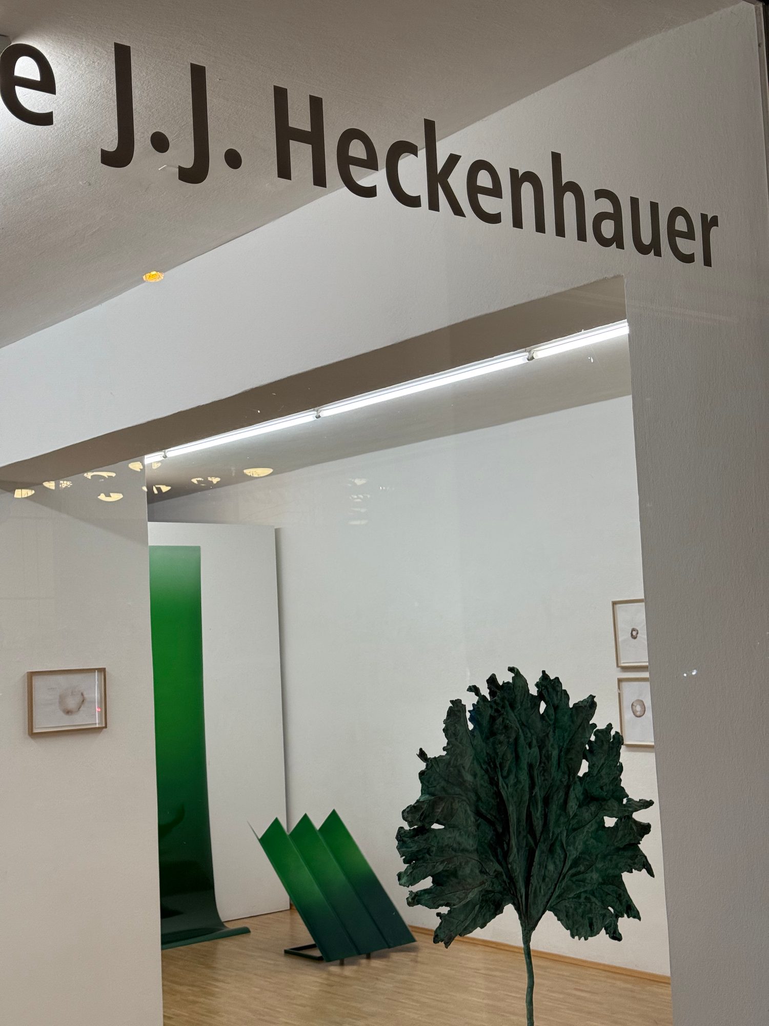 Gallery installation seen from outside the window