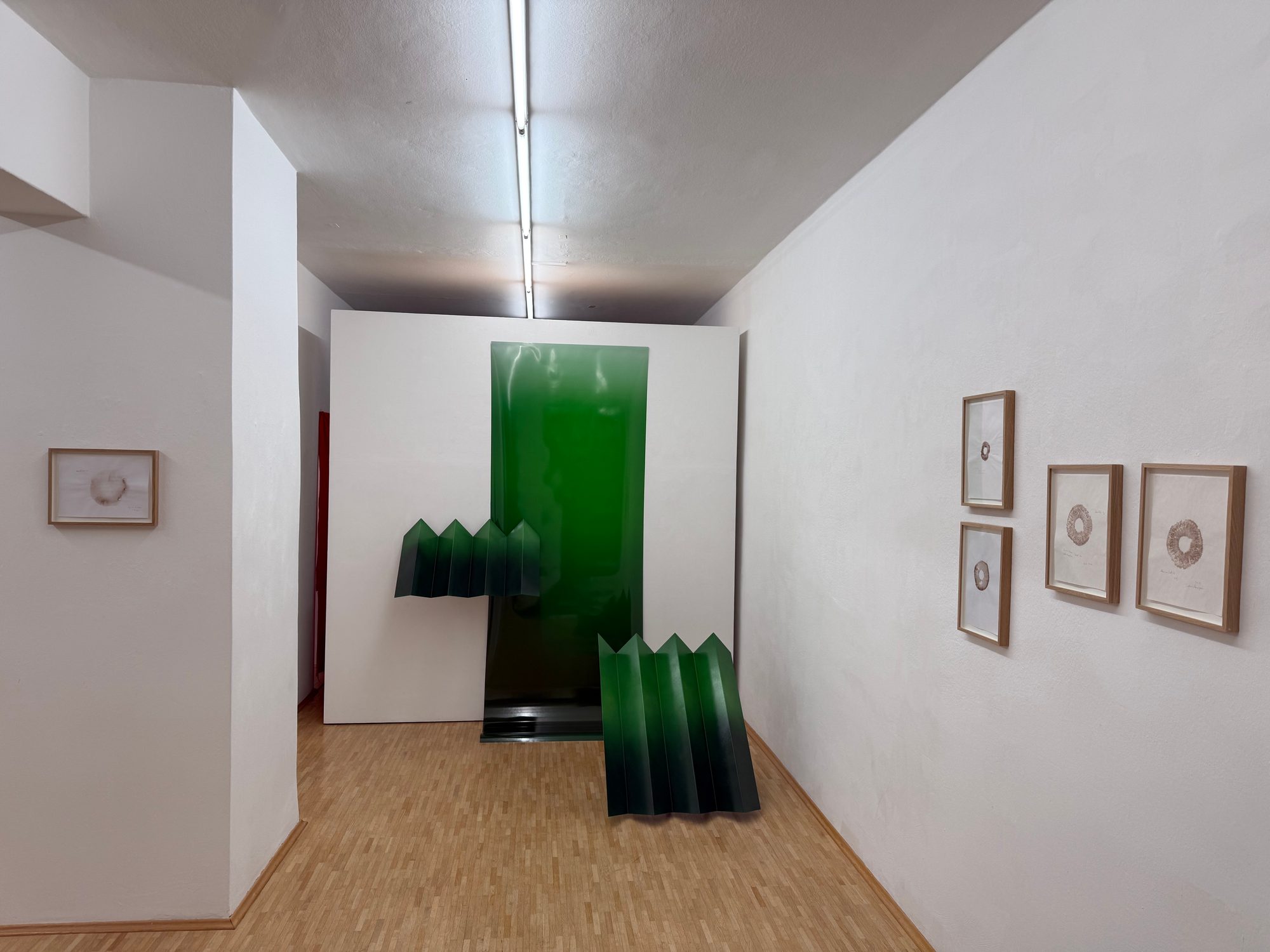 Green gradient panels in the gallery